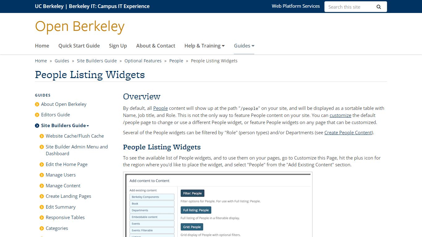 People Listing Widgets | Open Berkeley