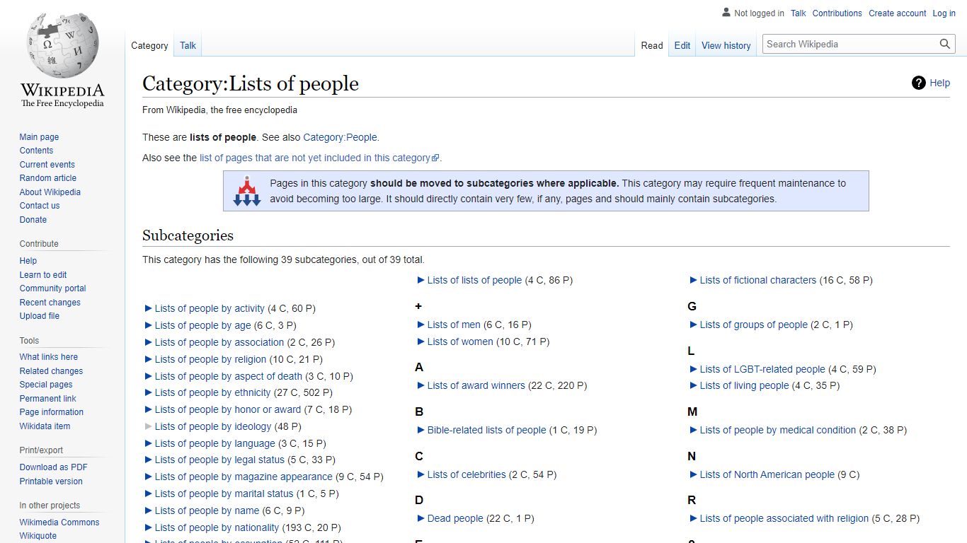 Category:Lists of people - Wikipedia